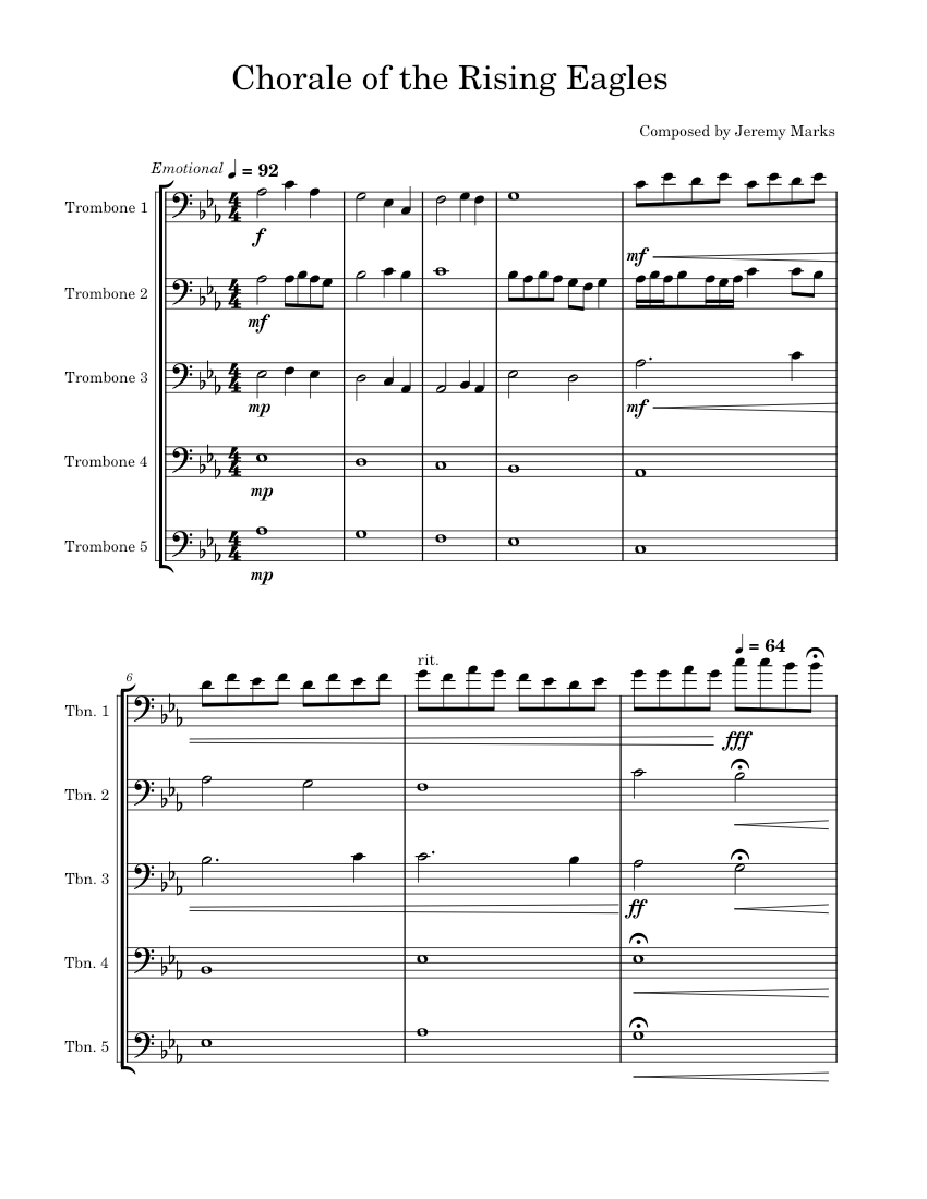 Chorale of the Rising Eagles Sheet music for Trombone (Mixed Quintet ...