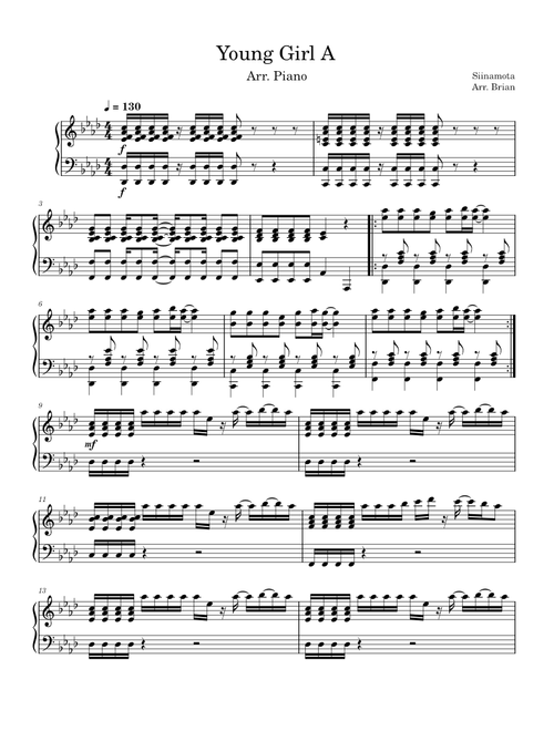 Young Girl A - Siinamota (Solo Piano)