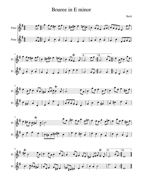 Bouree in E minor- Flute Duet