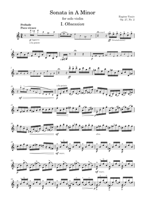 Solo Violin Sonata in E Minor - E. Ysaÿe, Op. 27, No. 4 Sheet