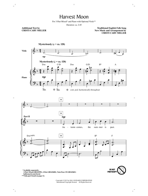 Harvest Moon (Arr. Cristi Cary Miller) (Choral, 3-Part Mixed)