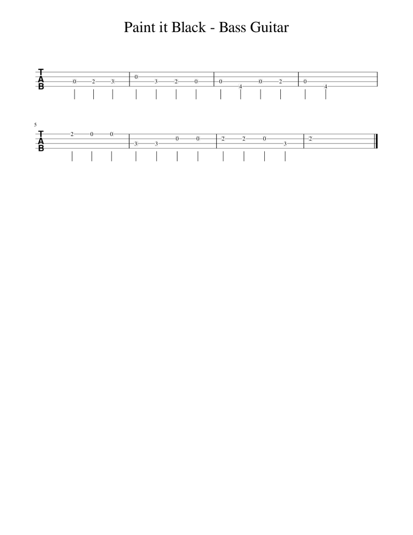 Paint it Black Bass Guitar piano tutorial