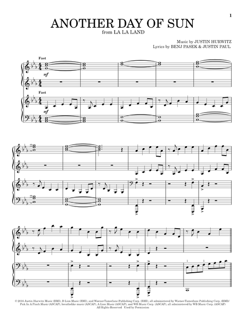 Another Day Of Sun (from La La Land) - La La Land Cast (Piano Duet)