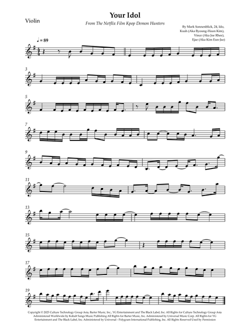 Your Idol (Arr. Wesley S. SIlva) - Saja Boys (Violin Solo)
