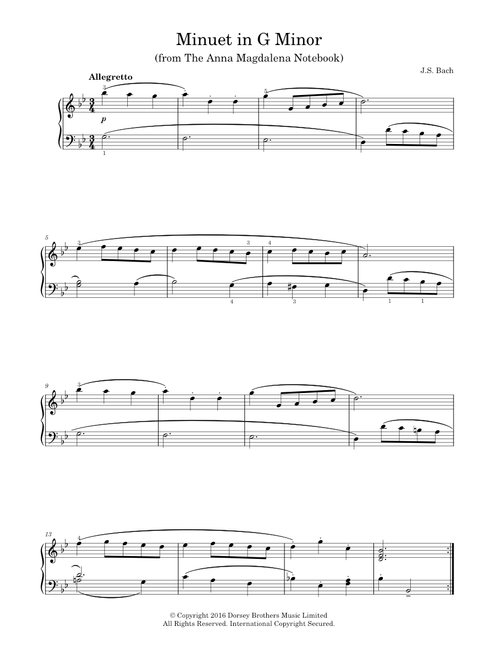 Minuet in G minor - Johann Sebastian Bach (Easy Piano)