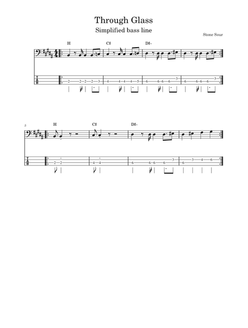 Through Glass - Stone Sour (Simplified bass line)