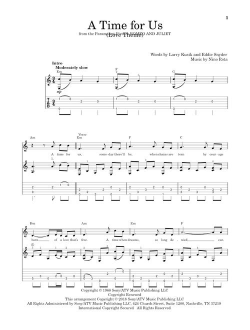 A Time For Us (Love Theme) - Nino Rota (Solo Guitar)