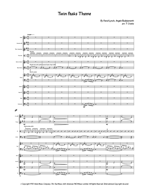 Twin Peaks Theme (Arr. T Crooks) - Badalamenti Angelo (Large Ensemble)