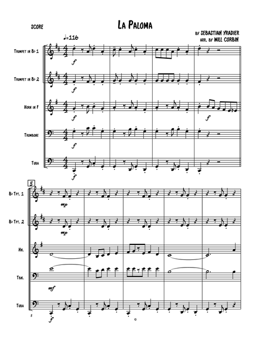 La Paloma (Arr. Will Corbin) - Many (Brass Ensemble)