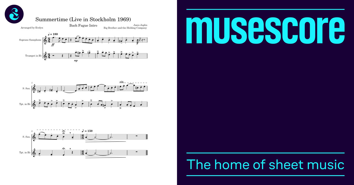 Summertime (Live) Sheet Music for Saxophone soprano, Trumpet other
