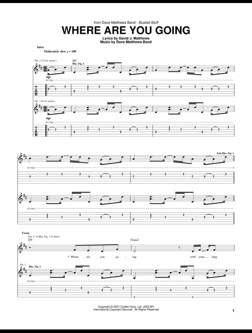 Where Are You Going - Dave Matthews Band (Guitar Tab)