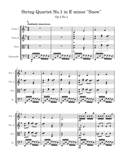String Quartet No.1 in E minor "Snow" Op.3 No.1