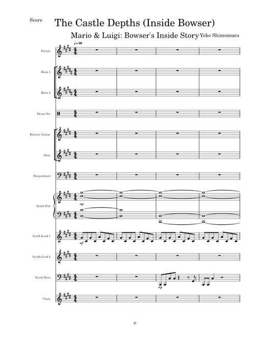 The Castle Depths (Inside Bowser) (Mario & Luigi: Bowser's Inside Story) - Transcribed Score