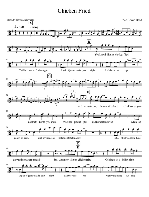 Chicken fried viola  – Zac Brown Band
