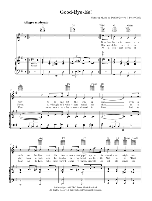 Goodbye-ee - Dudley Moore (Piano-Vocal-Guitar (Piano Accompaniment))