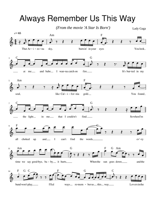 Always remember us this way - Lady Gaga