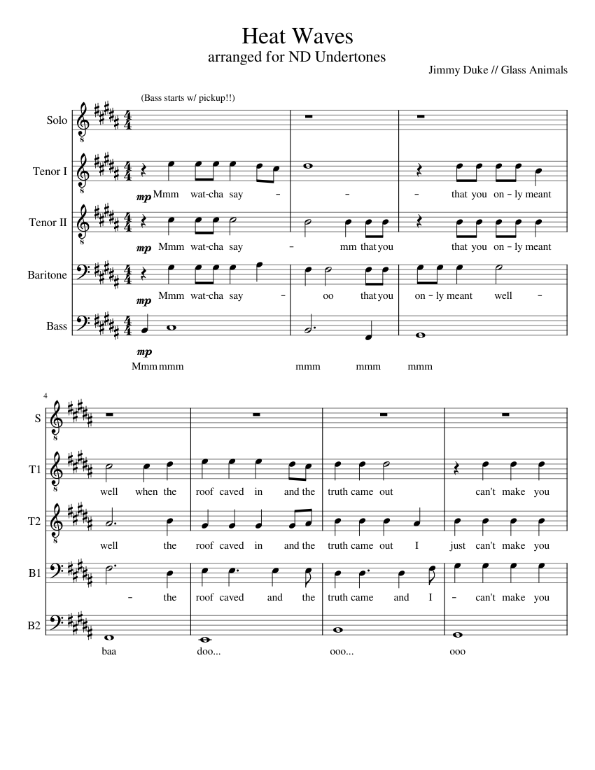 Heat Waves – Glass Animals Sheet Music for Piano (A Capella Heat Waves – Glass Animals Sheet Music for Piano (A Capella