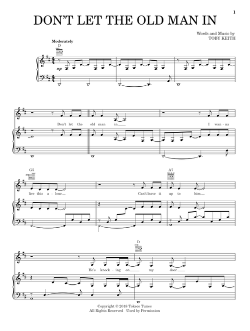 Don't Let The Old Man In - Toby Keith (Piano-Vocal-Guitar)