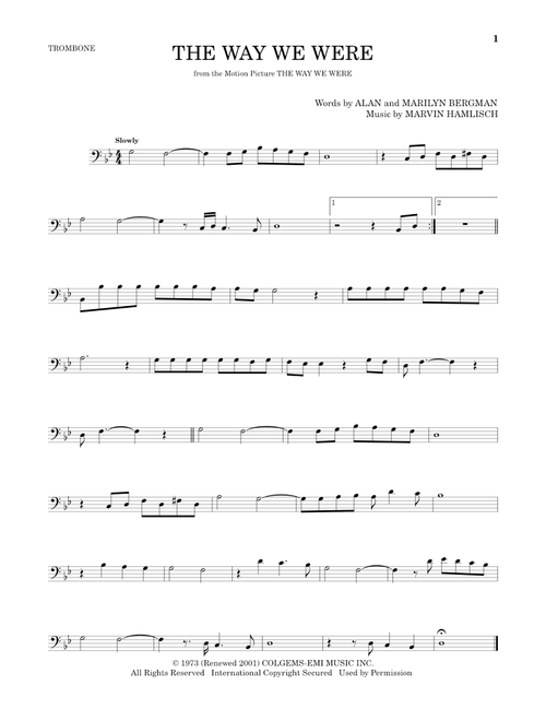 The Way We Were - Barbra Streisand (Trombone Solo)