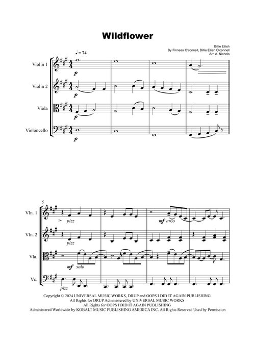 Wildflower (Arr. A. Nichols) - Billie Eilish (String Quartet)