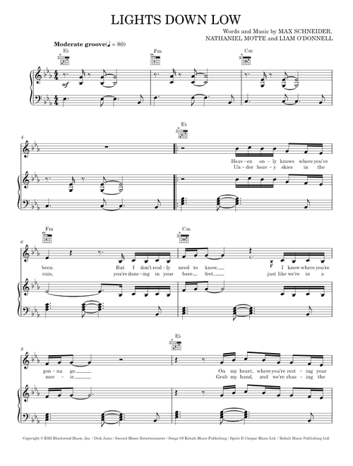 Lights down low - MAX (Max Schneider) (Piano-Vocal-Guitar)