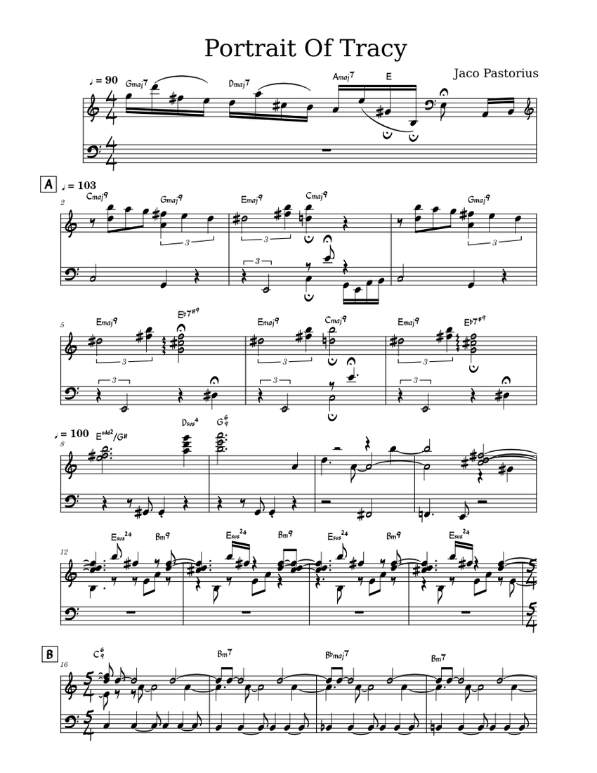 Portrait of tracy Jaco Pastorius Sheet music for Bass guitar (Solo