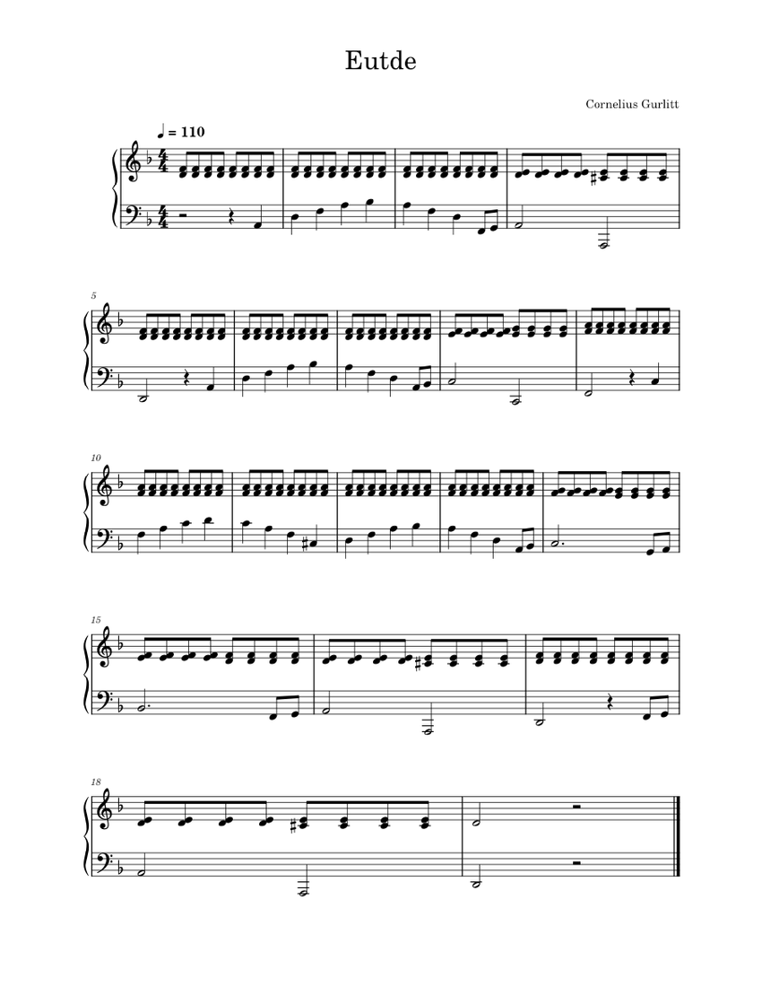 Etude-Cornelius Gurlitt Sheet Music for Piano (Solo) easy | MuseScore.com