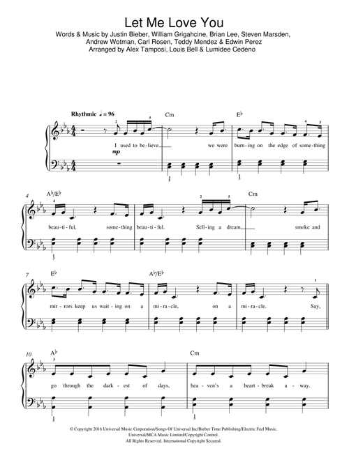 Let Me Love You (featuring Justin Bieber) - DJ Snake (Beginner Piano (Abridged))