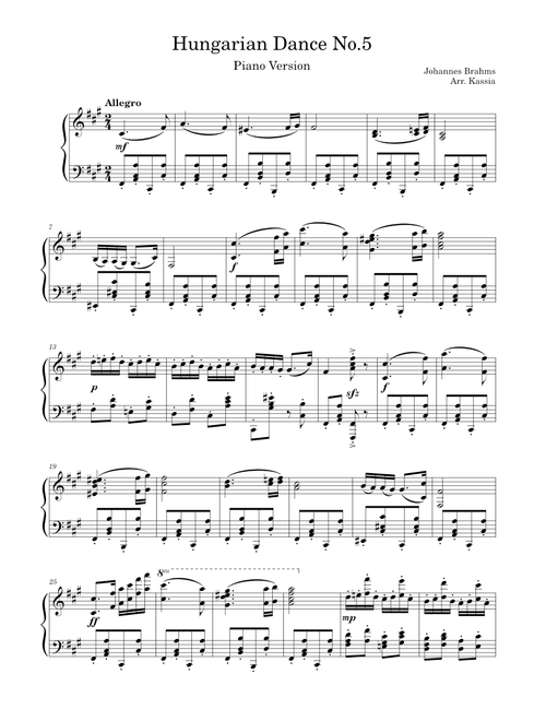 Hungarian Dance No. 5 - Piano Solo (F# minor) – Johannes Brahms (Arr. Kassia)