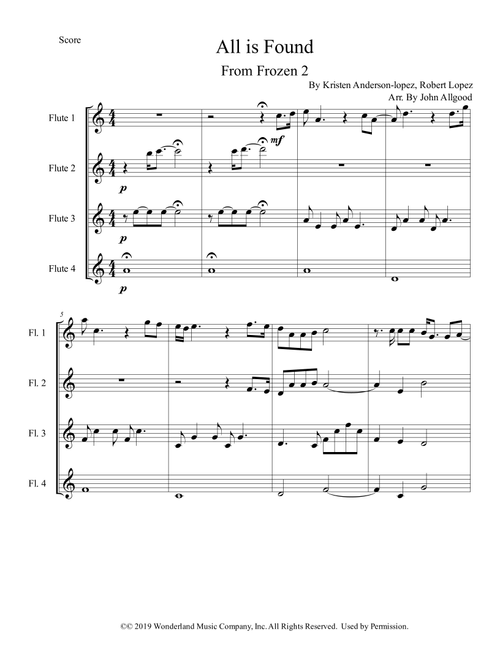 All Is Found (Arr. John Allgood) - Robert Lopez, Kristen Anderson-Lopez (Woodwind Ensemble)