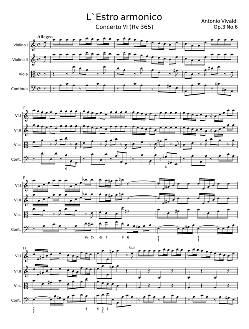 Violin Concerto in A Minor, Op. 3 No. 6, RV 356 "L' estro armonico": I. Allegro - Antonio Vivaldi