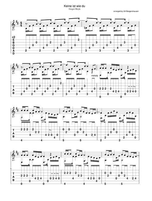 Keine Ist Wie Du (Arr. Ulli Boegershausen) - Gregor Meyle (Guitar Tab)