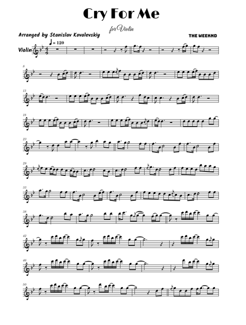 Cry For Me – The Weeknd (Violin Cover by Stanislav Kovalevskiy)