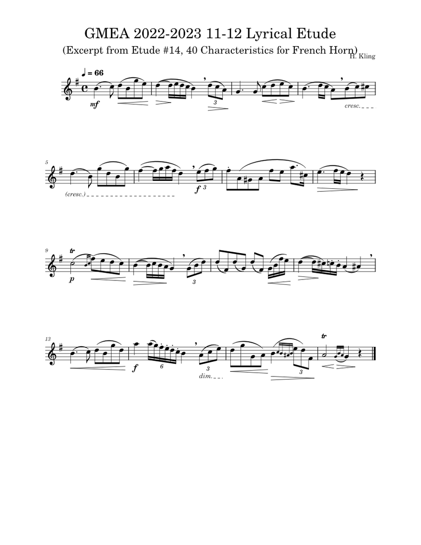 GMEA 20222023 1112 Lyrical Etude French Horn piano tutorial