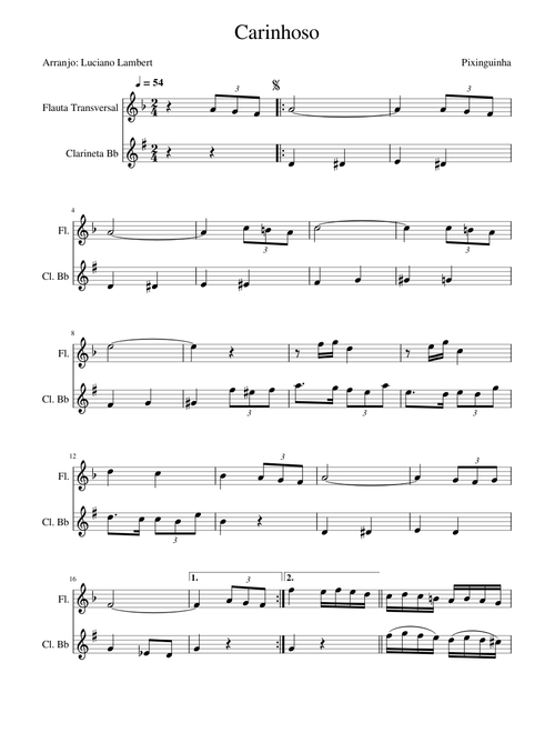 Carinhoso - Flauta e Clarinete - Sem intro