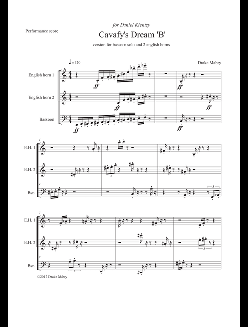 Cavafy's Dream 'B' - Drake Mabry (Small Ensemble)