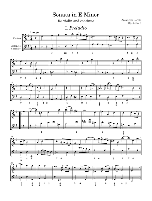 Violin Sonata in E Minor - A. Corelli, Op. 5, No. 8