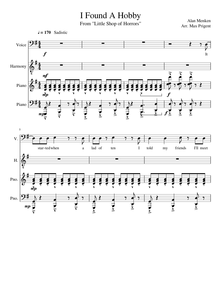 I Found A Hobby (from Little Shop of Horrors) Sheet Music for