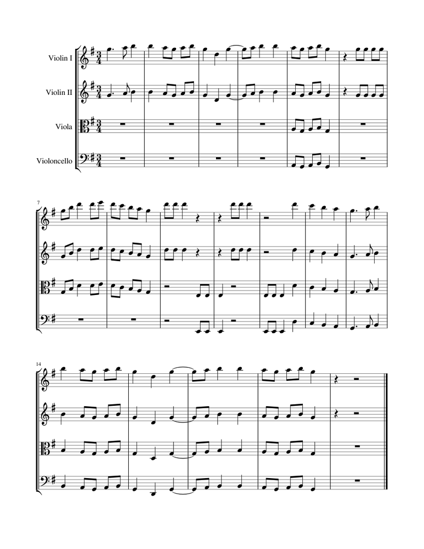 Alouette Sheet music for Violin, Viola, Cello (String Quartet