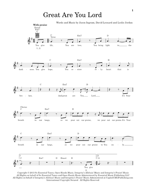 Great Are You Lord - Jason Ingram (Easy Guitar)
