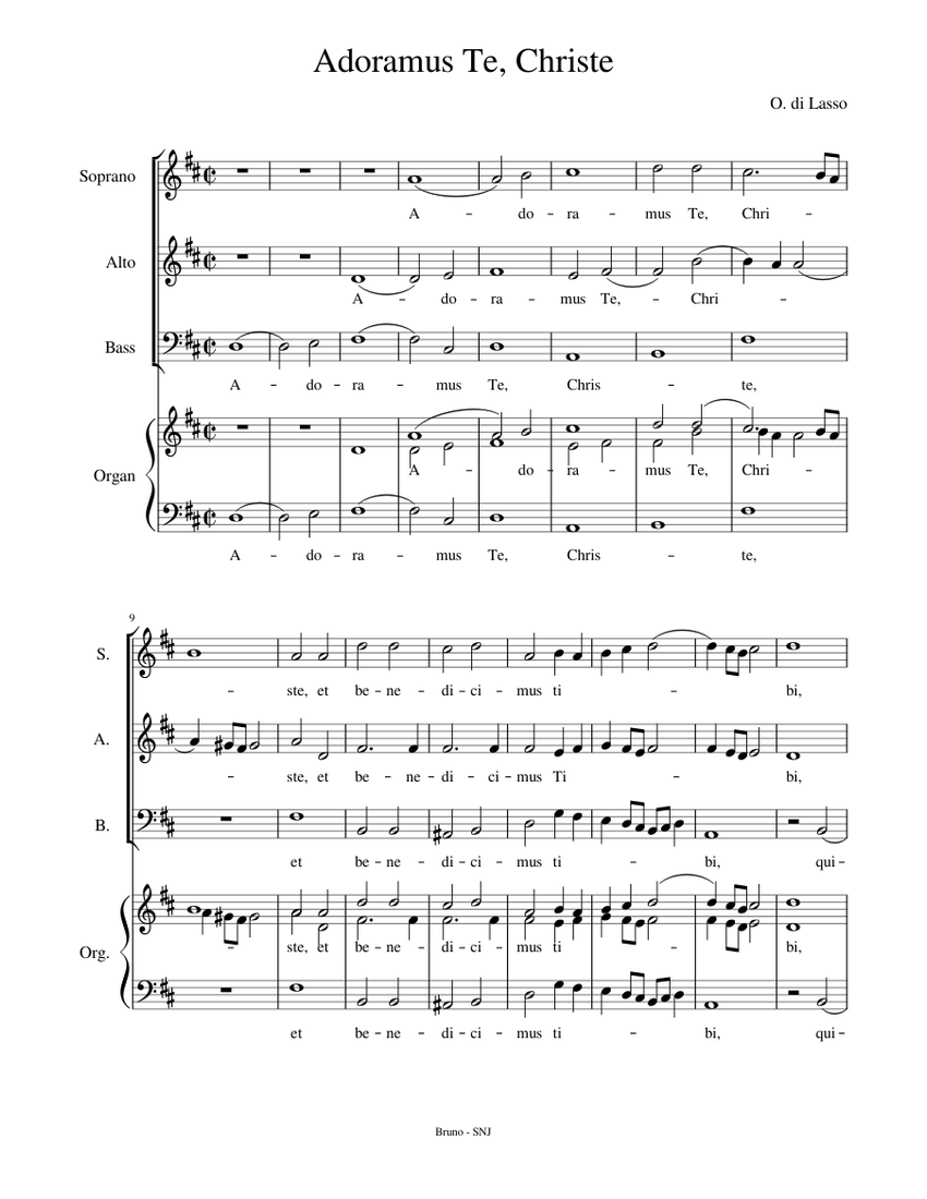 Adoramus Te Christe - Orlando di Lasso Sheet Music for Soprano