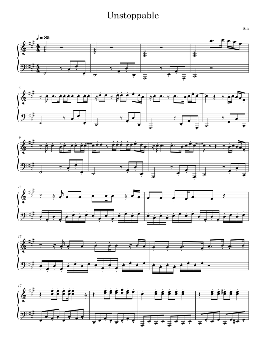 Unstoppable (Easy) Sia Sheet music for Piano (Solo)