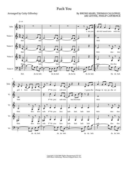 Fuck You (Arr. Caity Gillooley) - Glee Cast (Choral, 4-Part)