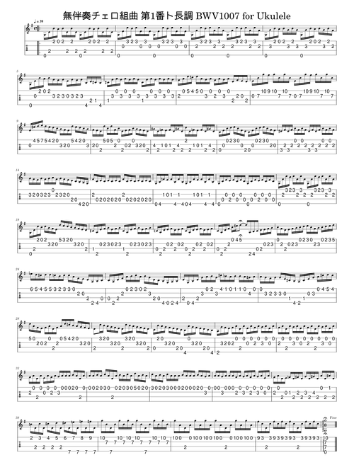Bach Cello Suite No. 1 in G Major BWV 1007 Prelude for Ukulele