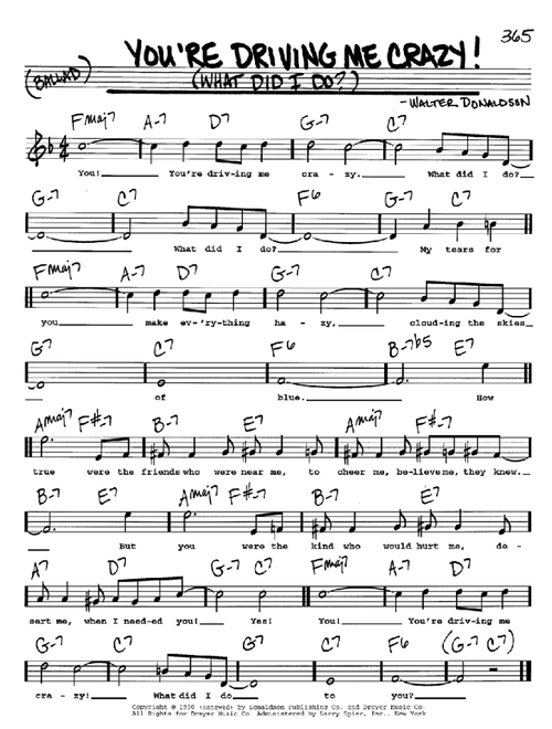 You're Driving Me Crazy! (What Did I Do?) - Walter Donaldson (Real Book - Melody-Chords-Lyrics)