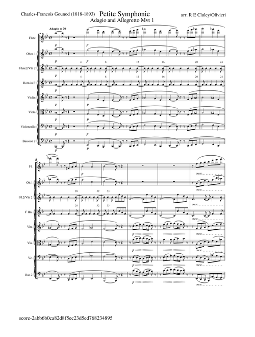 Petite symphonie - Adagio and Allegretto Mvt 1 – Charles Gounod sheet music arranged by sophiasapprentice