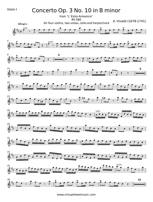 Concerto Op.3 No.10 h-moll, RV 580 - Antonio Vivaldi