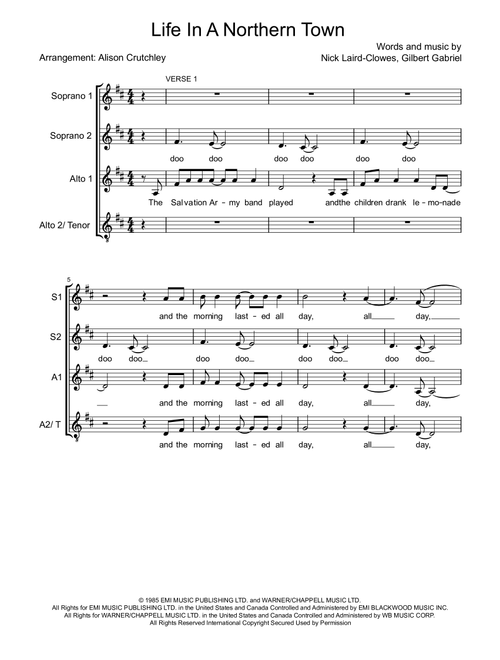 Life In A Northern Town (Arr. Alison Crutchley) - Dream Academy (Choral, SSAA)