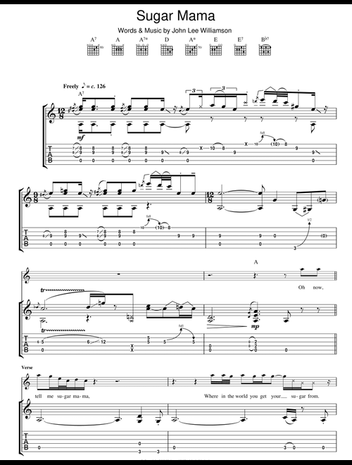 Sugar Mama - Taste (Guitar Tab)