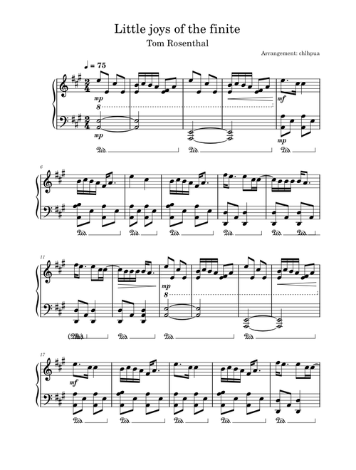 Little joys of the finite – Tom Rosenthal (piano arrangement by chlhpua)
